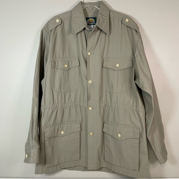Cabela's Mens XL Tall Khaki Field Coat Button Up Hunting Shooting Safari Pockets - Picture 1 of 10